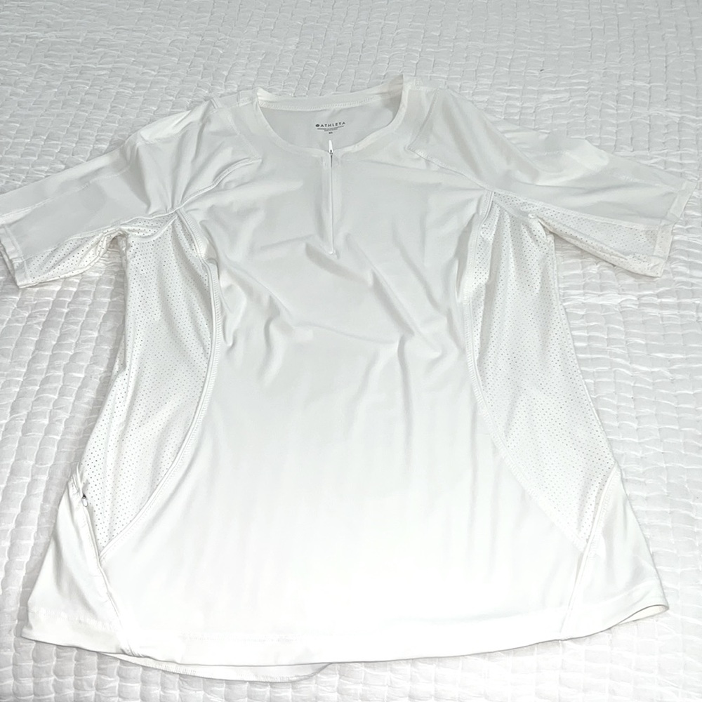 ATHLETA Pacifica Tee Fitted Short Sleeve UPF White Size XL